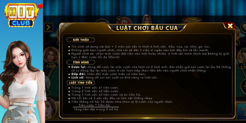 Luật chơi Bầu Cua Hitclub 