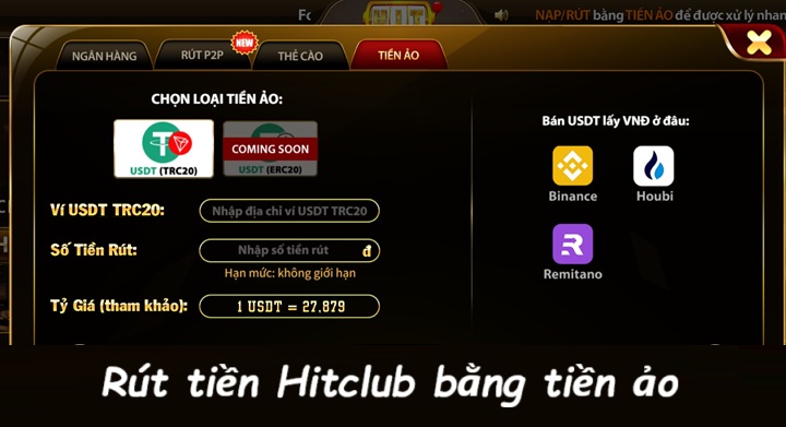Hướng dẫn rút tiền Hitclub với 3 phương thức chính